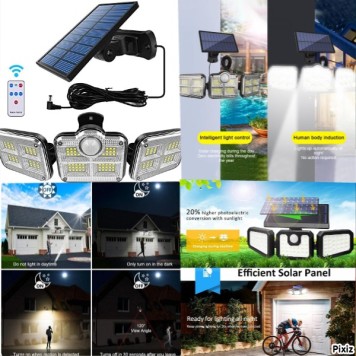 Solar Panelli Uzaktan Kumandalı 122 LED Bahçe Aydınlatması-1
