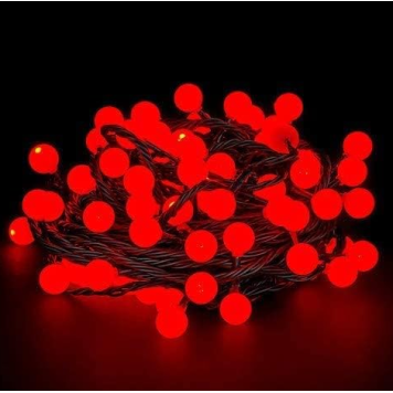 5m 28 Led Kırmızı Işık Siyah Kablo Fişli Eklemeli MZ-18-18