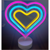 Neon Işıklı Kalp Masa Gece Lambası Pil+Usb MZ6200-258