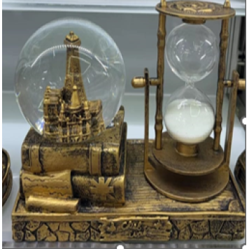 Dekoratif Kar Küresi ve Kum Saati GOLD MZ235-55-1