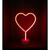 Neon Işıklı Kalp Masa Gece Lambası PİL+USB