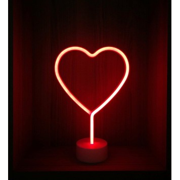 Neon Işıklı Kalp Masa Gece Lambası PİL+USB