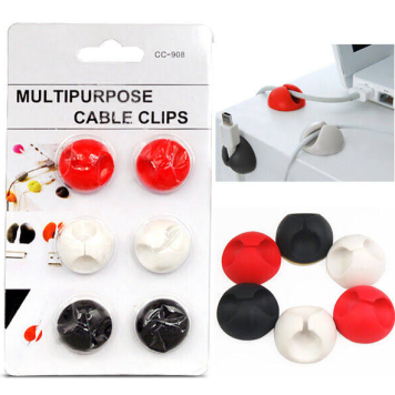Yapışkanlı Kablo Sabitleyici Düzenleyici 6'lı Paket (2 Beyaz-2 Kırmızı-2 Siyah) MZ2023-38-2