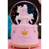 Unicorn ve Sevimli Kız Kar Küresi Büyük Boy