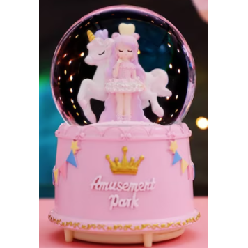 Unicorn ve Sevimli Kız Kar Küresi Büyük Boy