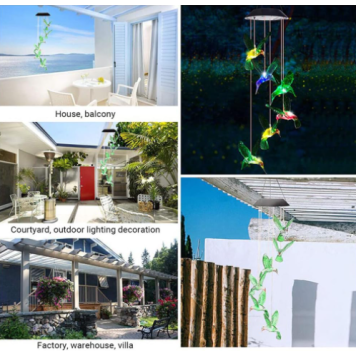 Solar Led Işıklı Kuşlu Bahçe Dekoru 6 Ledli,Renkli Işık-1