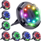 4'lü Solar Panelli Kazıklı Zemin Solar Ledi 8+4 Led RGB