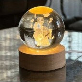 Dekoratif Harry Potter Tasarımlı Ahşap altlıklı Işıklı Cam Küre Cam:6cm Ahşap:2cm
