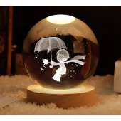  Dekoratif Küçük Prens Tasarımlı Ahşap Altlıklı Işıklı Cam Küre Cam:6cm Ahşap:2cm 