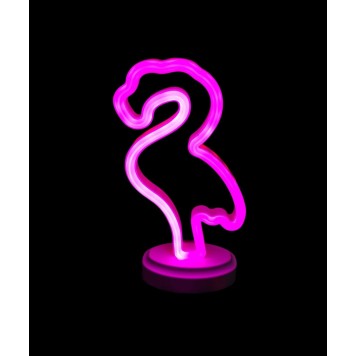 Neon Işıklı Flamingo Yazılı Masa Gece Lambası PİL+USB