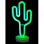 Neon Işıklı Kaktüs Masa Gece Lambası Pil+Usb