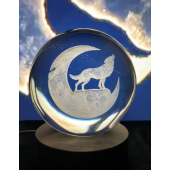 Dekoratif Bozkurt2 Tasarımlı Ahşap altlıklı Işıklı Cam Küre Büyük Boy