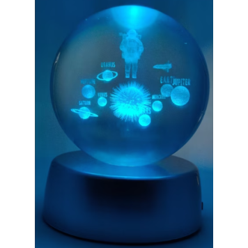 BÜTÜN GEZEGENLER Plastik altlıklı Işıklı Cam Küre 6cm