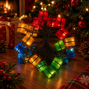 4 Metre 20 Led Pilli 2 Kademeli Hediye Kutusu Yılbaşı Ağacı Süsü Led Işık MZ-2