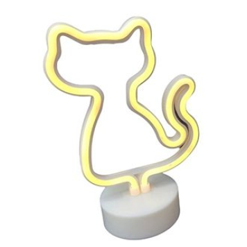 Neon Işıklı Kedi Lamba Pil+Usb Pembe Işık MZ6200-260