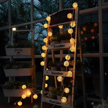 2m 10 Led Pilli 2 Kademeli Rattan Top Gün ışığı-2