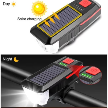 Solar Usb Şarjlı Kornalı Bisiklet Lambası-1