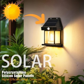 Güneş Enerjili Solar Duvar Lambası Rustik Ampul-Gün Işığı MZ-800-1