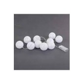 2m 10'lu Işıklı Beyaz Top Dekoratif Süs Pilli