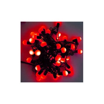 5 Metre 28 Led Fişli Kırmızı Işık Mini Top Led Siyah Kablo