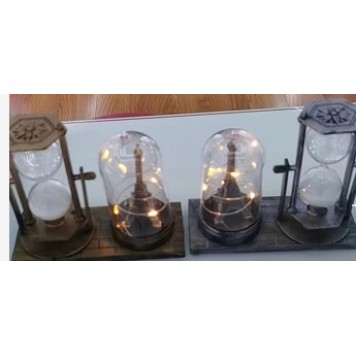 Fanus İçinde Eyfel ve Kum Saati GÜMÜŞ