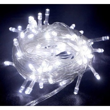 10m 100 Led Boncuk Lamba Beyaz Işık Şeffaf Kablo MZ-18-11