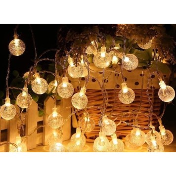 5m 28 Led Kristal Top Gün Işığı Şeffaf Kablo Fişli Eklemeli MZ-18-14