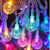 5m 28 Led Kristal Top Gün Işığı Şeffaf Kablo Fişli Eklemeli MZ-18-15