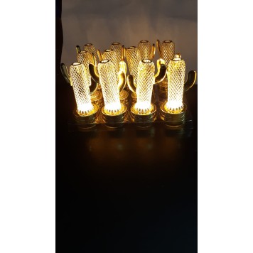 LED Kaktüs Lamba 12'li paket Alt Kısmı Gold renk