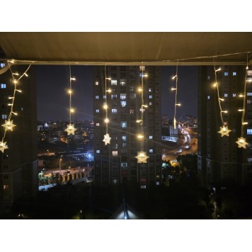 Yıldız 4m 96 Led 19 Saçak 40-50-60cm Gün Işığı yıldız boyutu:7cm-2