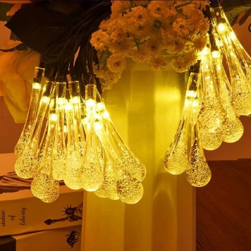 7m 50 Led Damla 8 Fonksiyonlu Solar Panelli-Gün Işığı-2